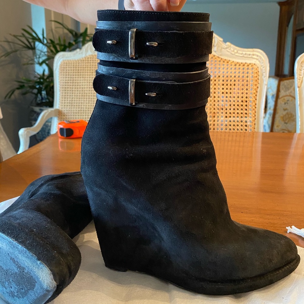 Givenchy Black Suede wedge Booties